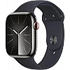 Умные часы Apple Watch Series 9 LTE 45 мм (корпус из нержавеющей стали, графит/полуночный, спортивный силиконовый ремешок M/L)