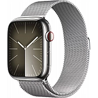 Умные часы Apple Watch Series 9 LTE 45 мм (корпус из нержавеющей стали, серебристый/миланский серебристый)