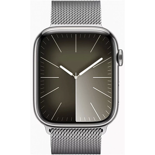 Умные часы Apple Watch Series 9 LTE 45 мм (корпус из нержавеющей стали, серебристый/миланский серебристый)