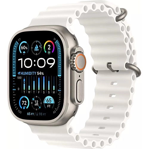 Умные часы Apple Watch Ultra 2 LTE 49 мм (титановый корпус, титановый/белый, ремешок из эластомера)