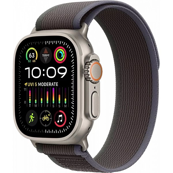 Умные часы Apple Watch Ultra 2 LTE 49 мм (титановый корпус, титановый/черно-синий, нейлоновый ремешок размера M/L)