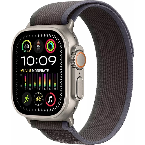 Умные часы Apple Watch Ultra 2 LTE 49 мм (титановый корпус, титановый/черно-синий, нейлоновый ремешок размера S/M)