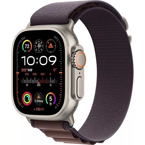 Умные часы Apple Watch Ultra 2 LTE 49 мм (титановый корпус, титановый/индиго, текстильный ремешок размера L)