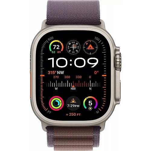 Умные часы Apple Watch Ultra 2 LTE 49 мм (титановый корпус, титановый/индиго, текстильный ремешок размера L)