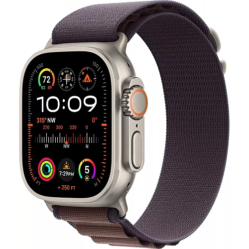 Умные часы Apple Watch Ultra 2 LTE 49 мм (титановый корпус, титановый/индиго, текстильный ремешок размера M)