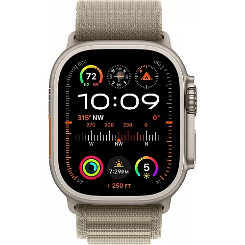 Умные часы Apple Watch Ultra 2 LTE 49 мм (титановый корпус, титановый/оливковый, текстильный ремешок размера L)