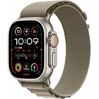Умные часы Apple Watch Ultra 2 LTE 49 мм (титановый корпус, титановый/оливковый, текстильный ремешок размера S)