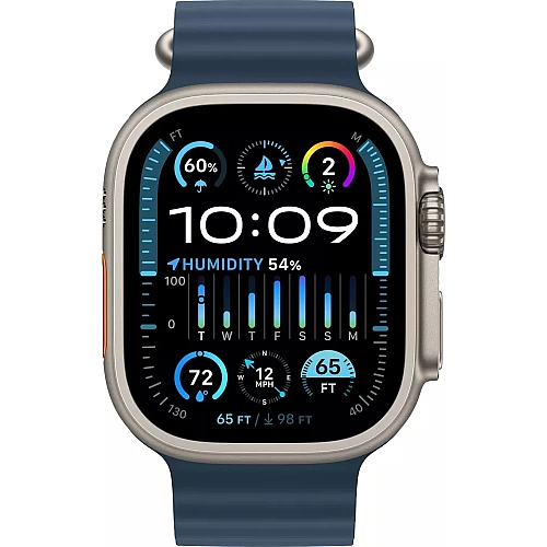 Умные часы Apple Watch Ultra 2 LTE 49 мм (титановый корпус, титановый/синий, ремешок из эластомера)