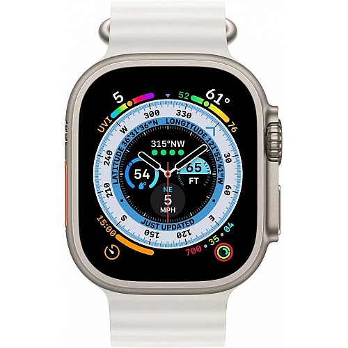 Умные часы Apple Watch Ultra LTE 49 мм (титановый корпус, титановый/белый, ремешок из эластомера)