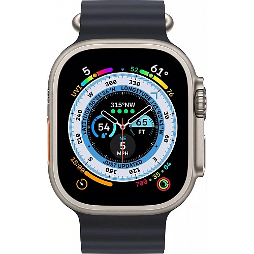 Умные часы Apple Watch Ultra LTE 49 мм (титановый корпус, титановый/темно-серый, ремешок из эластомера)