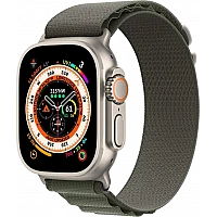 Умные часы Apple Watch Ultra LTE 49 мм (титановый корпус, титановый/темно-зеленый, текстильный ремешок размера L)