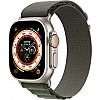 Умные часы Apple Watch Ultra LTE 49 мм (титановый корпус, титановый/темно-зеленый, текстильный ремешок размера S)