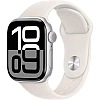 Умные часы Apple Watch Series 10 42 мм (алюминиевый корпус, серебристый/светло-персиковый, спортивный силиконовый ремешок M/L)