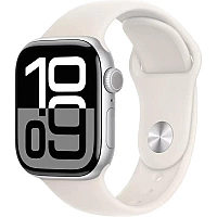 Умные часы Apple Watch Series 10 42 мм (алюминиевый корпус, серебристый/светло-персиковый, спортивный силиконовый ремешок M/L)