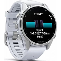 Умные часы Garmin Fenix 8 43мм (серебристый, белый ремешок)