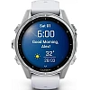 Умные часы Garmin Fenix 8 43мм (серебристый, белый ремешок)