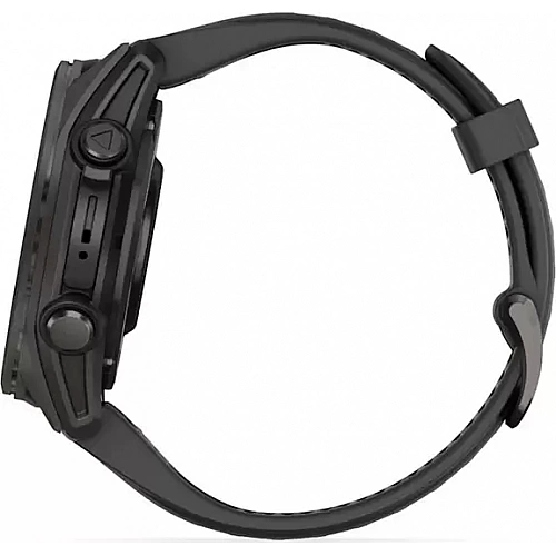 Умные часы Garmin Fenix 8 Sapphire 43мм (титановый угольно-черный DLC, пепельно-серый ремешок)