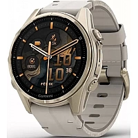 Умные часы Garmin Fenix 8 Sapphire 43мм (золотистый, серый кожаный ремешок)