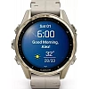 Умные часы Garmin Fenix 8 Sapphire 43мм (золотистый, серый кожаный ремешок)
