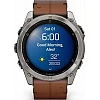 Умные часы Garmin Fenix 8 Sapphire 51мм (титановый, каштановый кожаный ремешок)