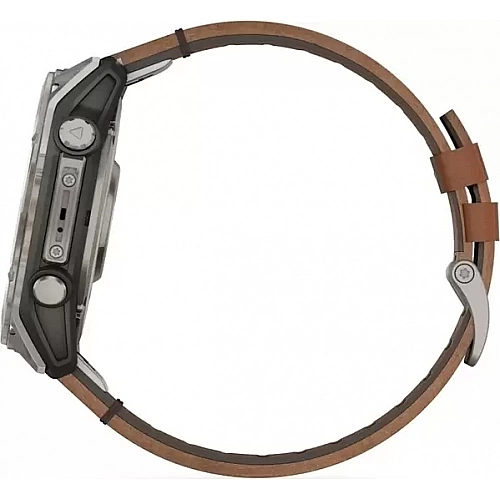 Умные часы Garmin Fenix 8 Sapphire 51мм (титановый, каштановый кожаный ремешок)