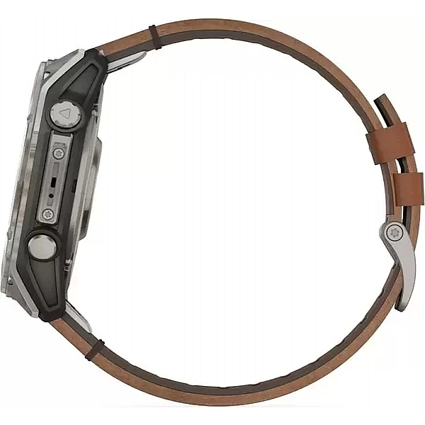 Умные часы Garmin Fenix 8 Sapphire 51мм (титановый, каштановый кожаный ремешок)