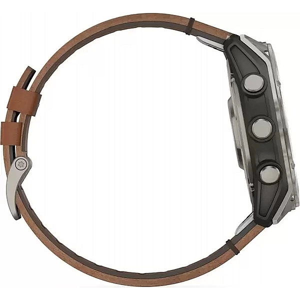 Умные часы Garmin Fenix 8 Sapphire 51мм (титановый, каштановый кожаный ремешок)