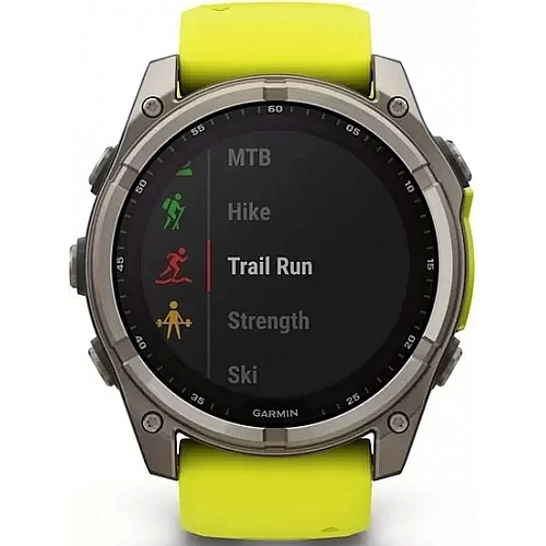 Умные часы Garmin Fenix 8 Solar, Sapphire 47мм (титановый, желтый силиконовый ремешок)