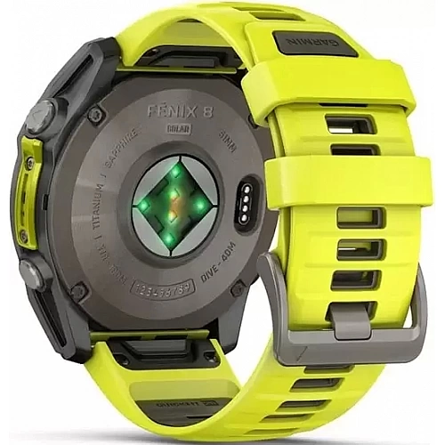 Умные часы Garmin Fenix 8 Solar, Sapphire 47мм (титановый, желтый силиконовый ремешок)