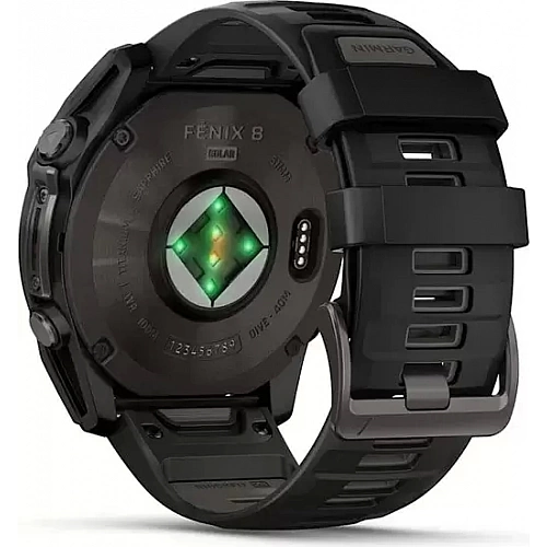Умные часы Garmin Fenix 8 Solar, Sapphire 47мм (титановый угольно-серый DLC с черным ремешком)