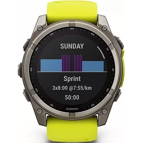 Умные часы Garmin Fenix 8 Solar, Sapphire 51мм (титановый, желтый силиконовый ремешок)