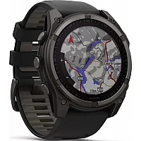 Умные часы Garmin Fenix 8 Solar, Sapphire 51мм (титановый угольно-серый с DLC-покрытием и черным ремешком)