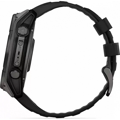 Умные часы Garmin Fenix 8 Solar, Sapphire 51мм (титановый угольно-серый с DLC-покрытием и черным ремешком)