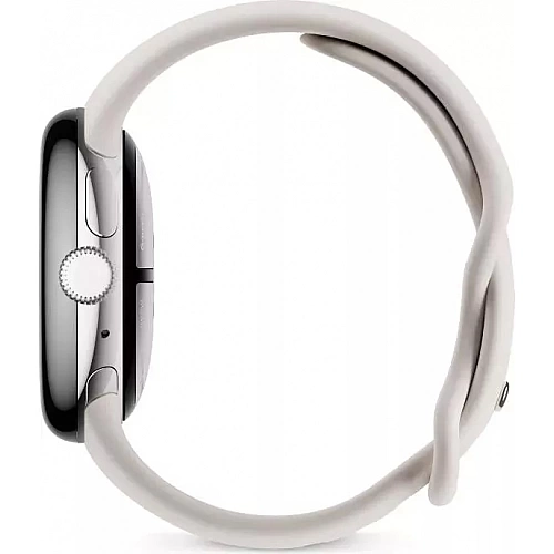 Умные часы Google Pixel Watch 2 LTE (глянцевый серебристый/фарфор, спортивный силиконовый ремешок)