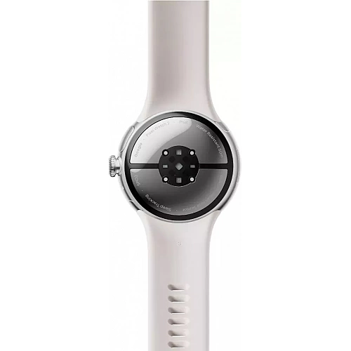 Умные часы Google Pixel Watch 2 LTE (глянцевый серебристый/фарфор, спортивный силиконовый ремешок)