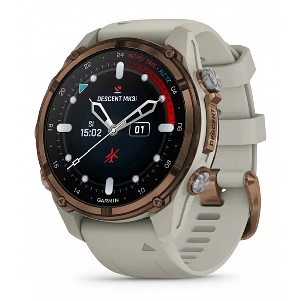 Умные часы Garmin Descent Mk3i 43мм (бронзово-серый титан, с серым силиконовым ремешком)