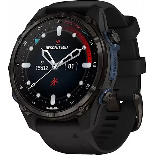 Умные часы Garmin Descent Mk3i 43мм (карбоново-серый титан, с черным силиконовым ремешком)