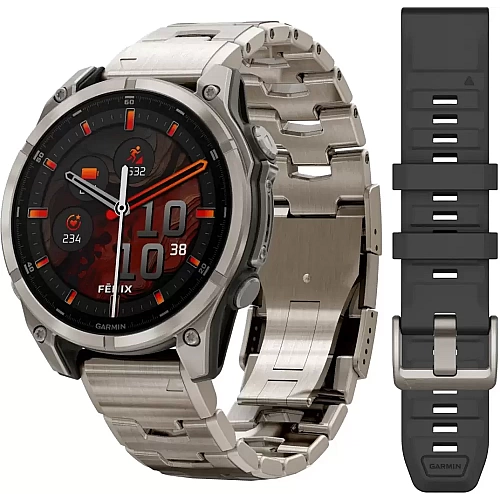 Умные часы Garmin Fenix 8 Sapphire, Titanium 47мм (светло-серый, титановый ремешок)