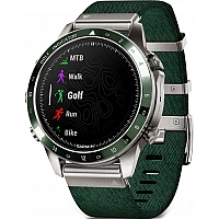 Умные часы Garmin MARQ Golfer Gen 2 (титановый/темно-зеленый, с темно-зеленым нейлоновым ремешком)
