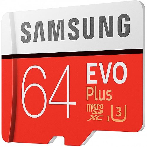 Карта памяти Samsung EVO Plus microSDXC 64GB + SD адаптер