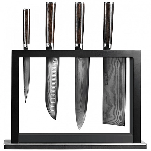 Набор ножей из дамасской стали Xiaomi Huo Hou Set of 5 Damascus Knife Sets (4 ножа + подставка) (HU0073)