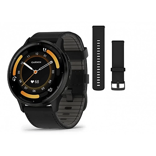 Умные часы Garmin Venu 3 (черный, с кожаным ремешком)